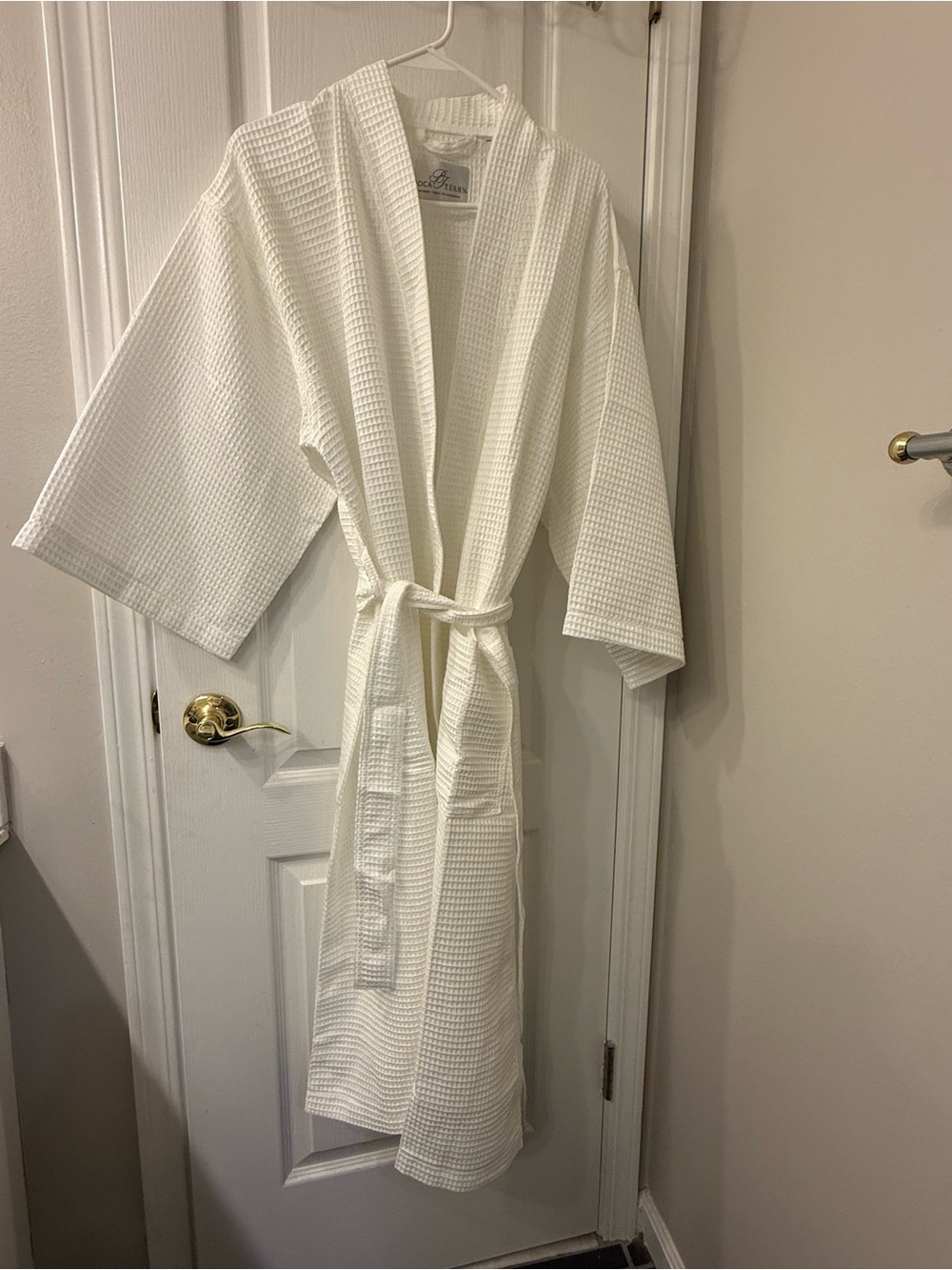Boca Terry White Waffle Kimono Bath Robe One Size